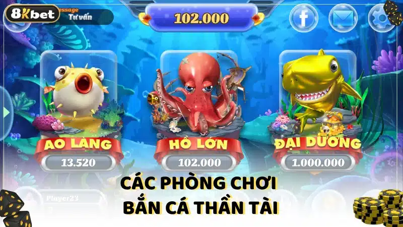 Các phòng chơi Bắn Cá Thần Tài